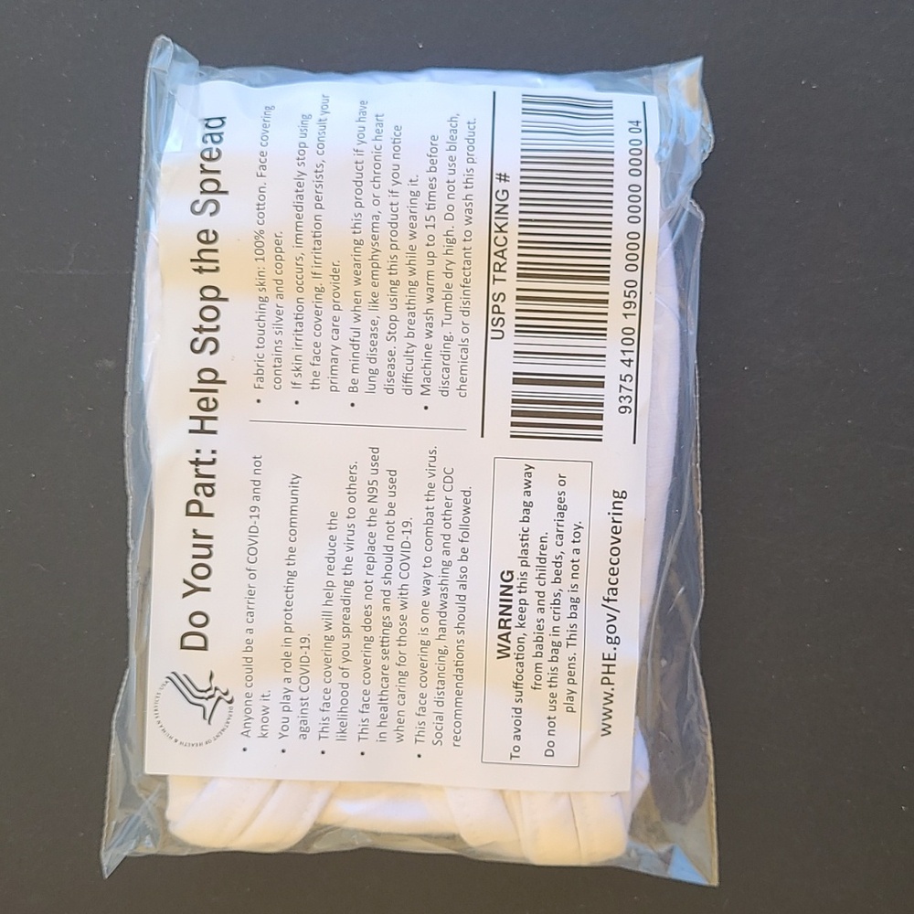 Pack of 5: Soft Cotton White Face Masks